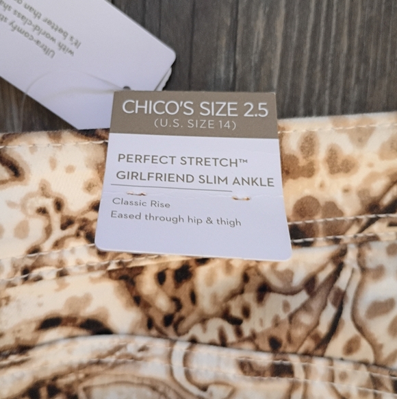 Chicos Leopard Print Design Stretch Denim  Pants - Picture 4 of 5